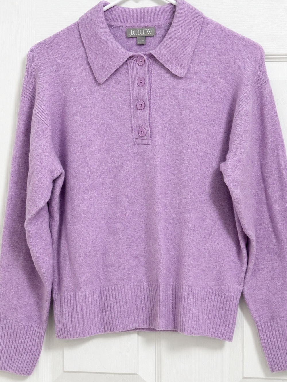 J. Crew Polo Sweater Women’s Small Lilac Purple Merino Wool Alpaca Blend - Picture 2 of 9